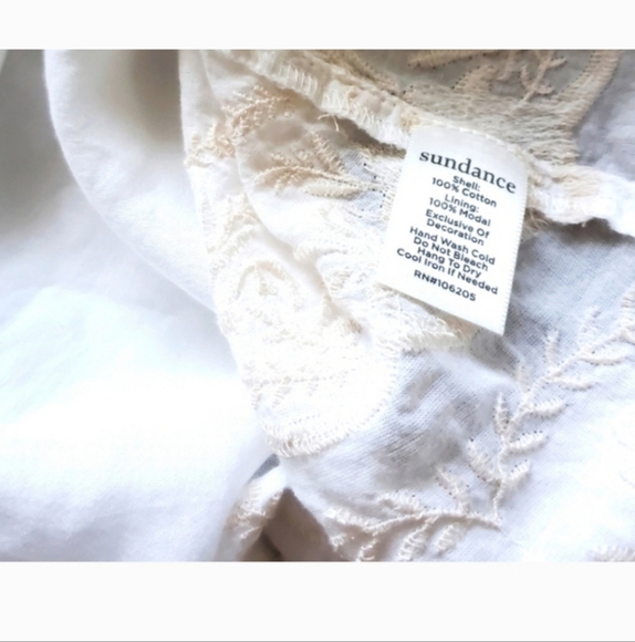 Sundance Cream Nicolette Sweet Cotton Dress V Neck Embroidery Short Sleeve - Picture 4 of 8